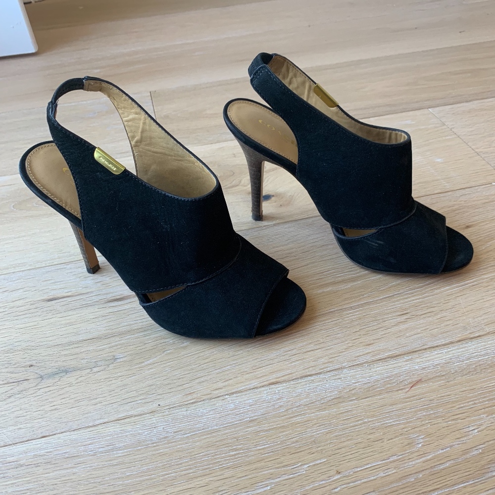 Coach Black Suede Slingbacks